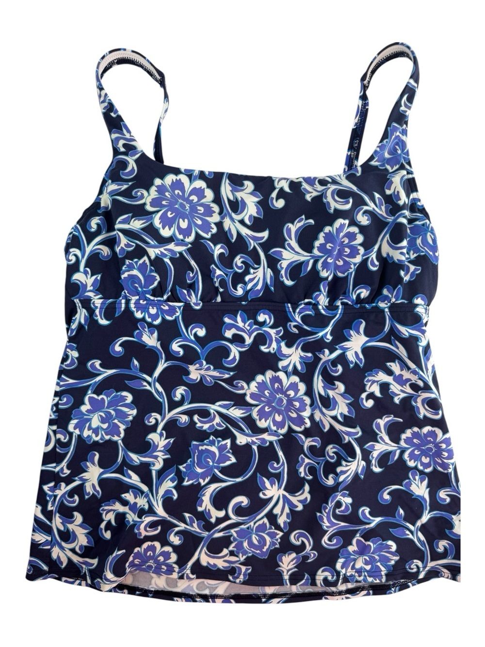 Lands' End tankini top navy blue and periwinkle blue size 12